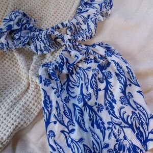 Blue and White Floral Women's Sun Dress